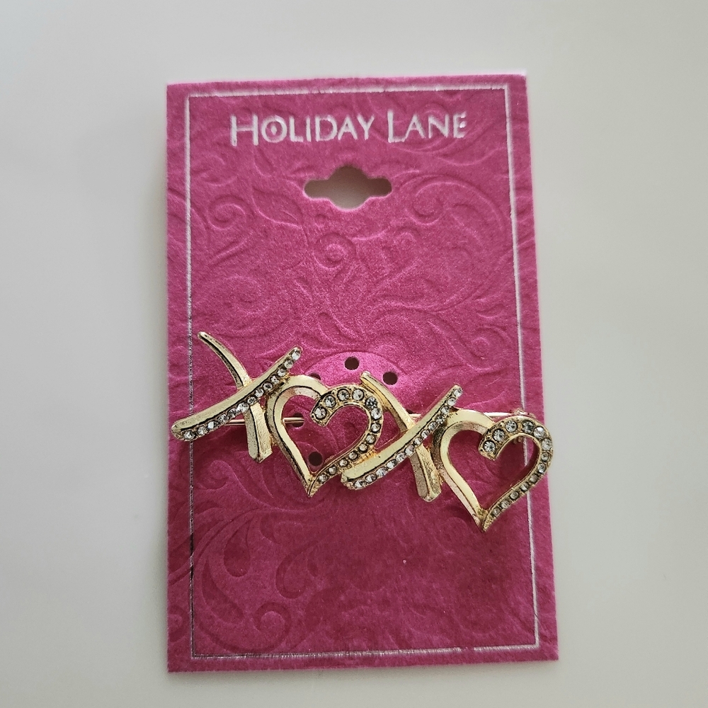 Charter Club Gold Heart Brooch Elegant. Holiday Lane XOXO Brooch